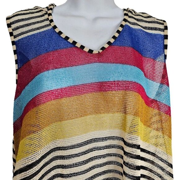 Mirror Image Swim Cover Up Womens Size Small Rainbow Mesh Hooded Pockets - Picture 6 of 10
